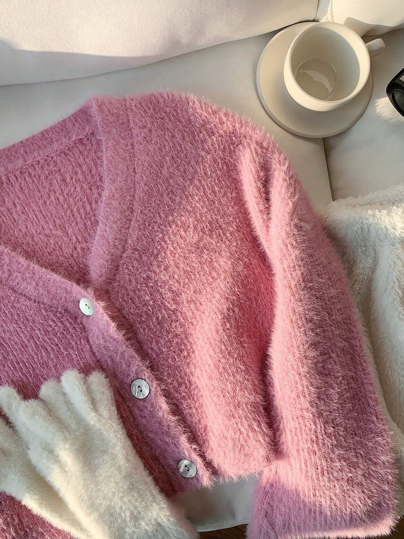 Ezwear chaqueta corta de mujer de manga larga con hombros caidos y unicolor, para otono/invierno