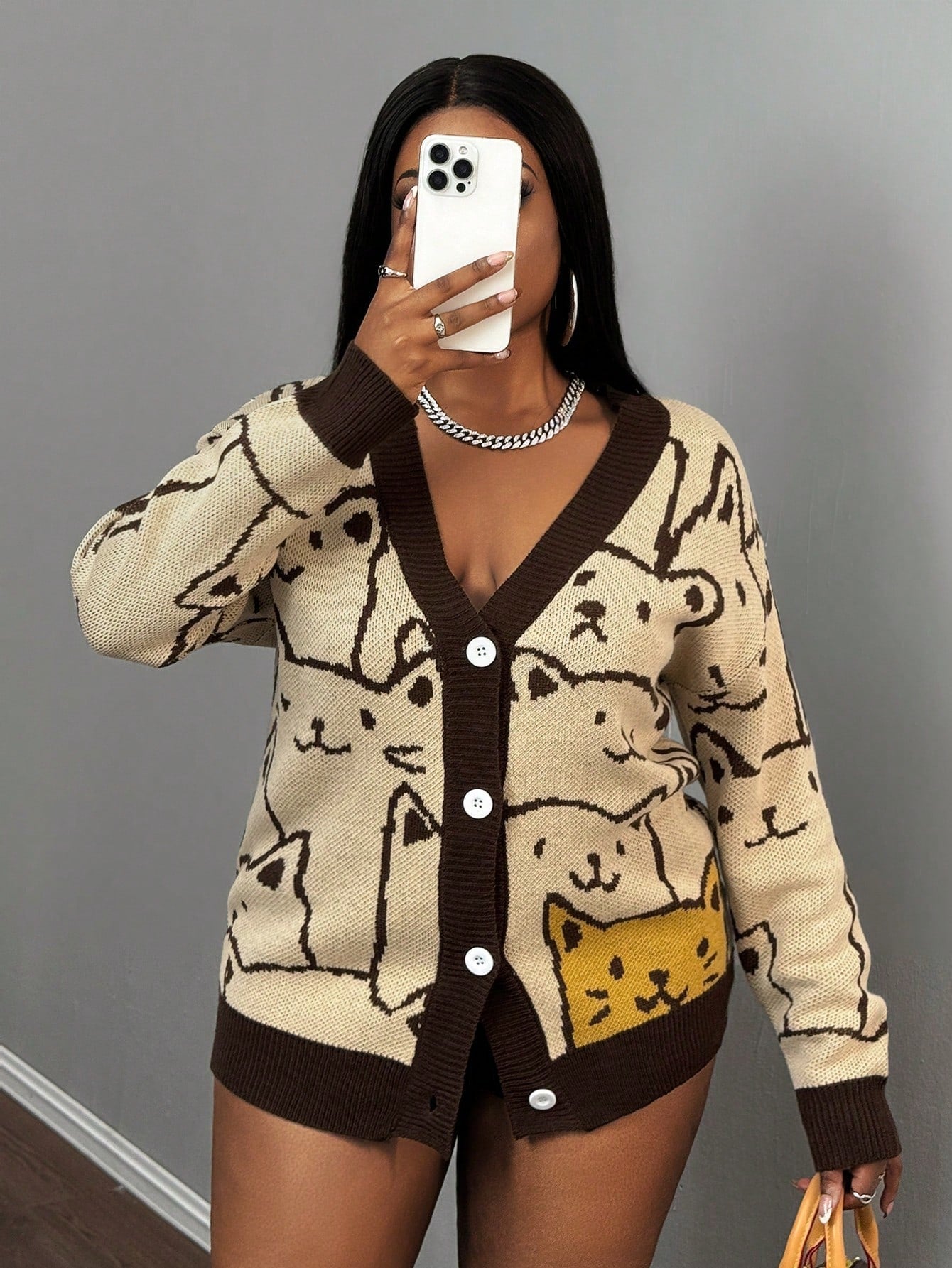 Slayr chaqueta de punto casual con patron asimetrico y contraste de color para mujer