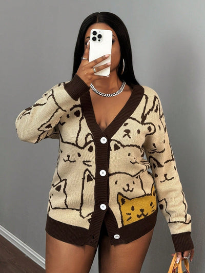 Slayr chaqueta de punto casual con patron asimetrico y contraste de color para mujer