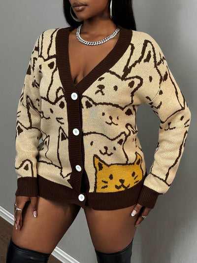 Slayr chaqueta de punto casual con patron asimetrico y contraste de color para mujer