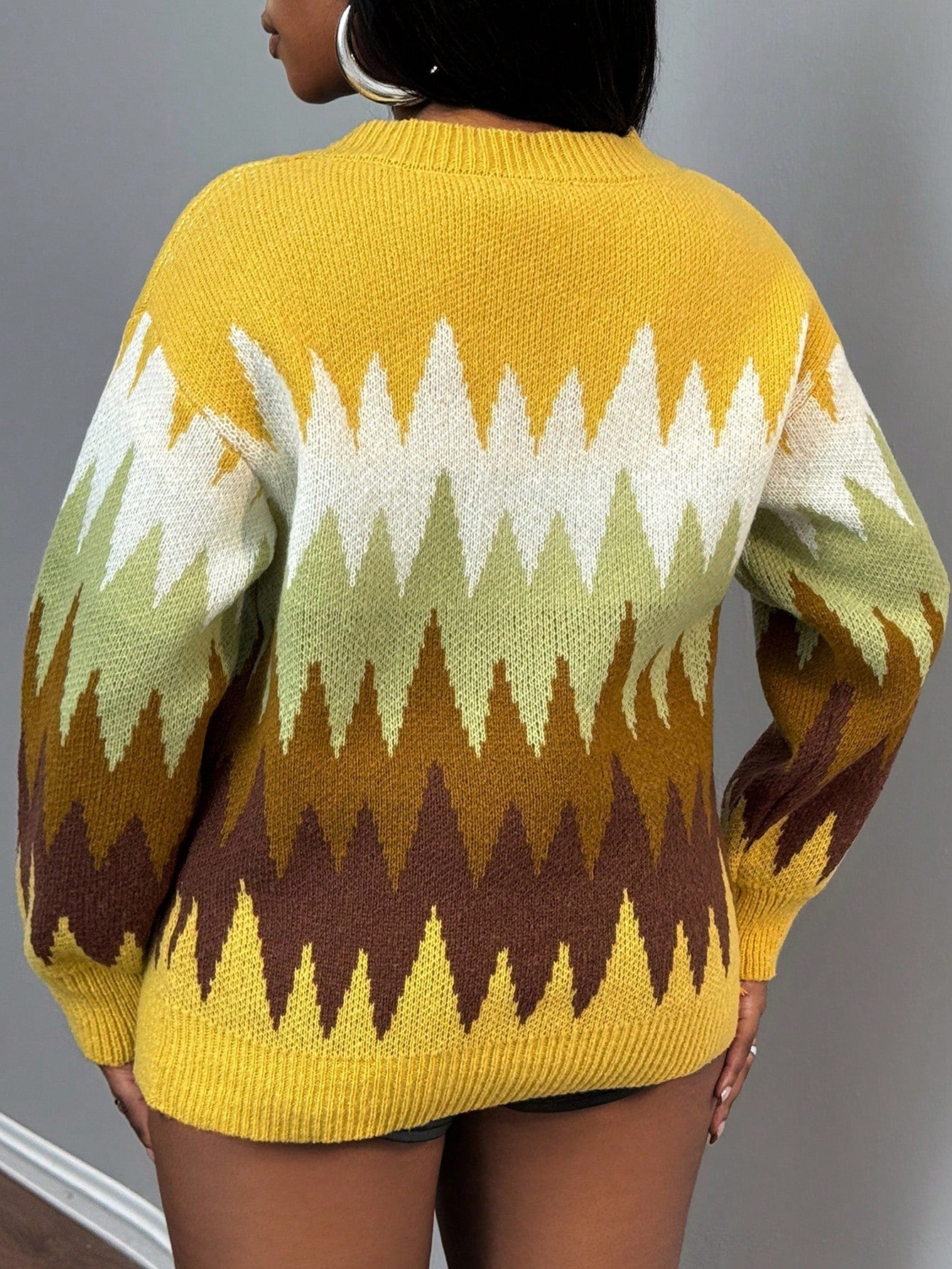 Slayr chaqueta de punto casual con patron asimetrico y contraste de color para mujer