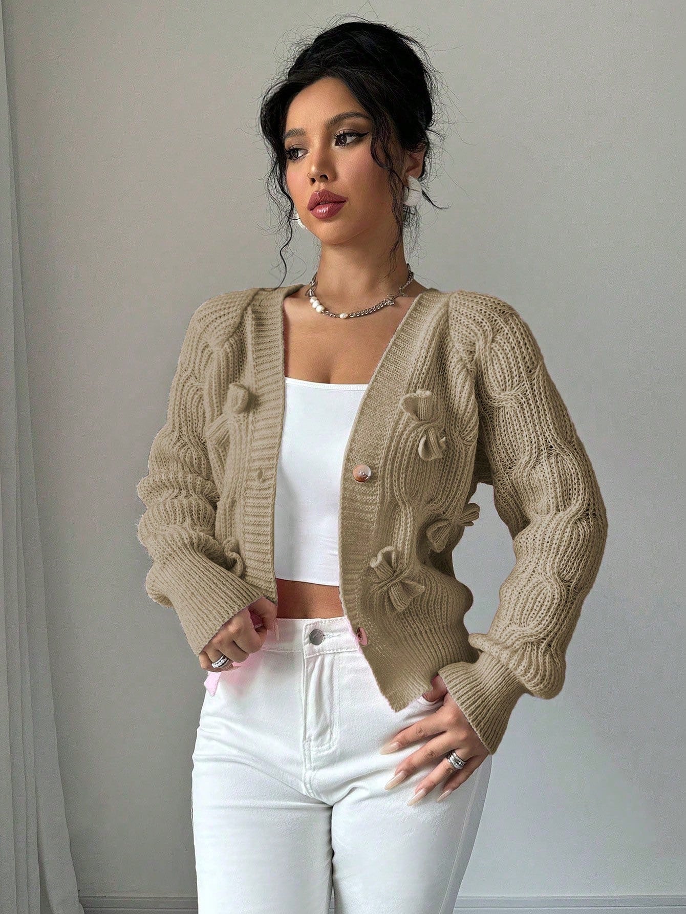 Elenzya chaqueta casual de mujer de unicolor con decoracion de mono, para otono/invierno