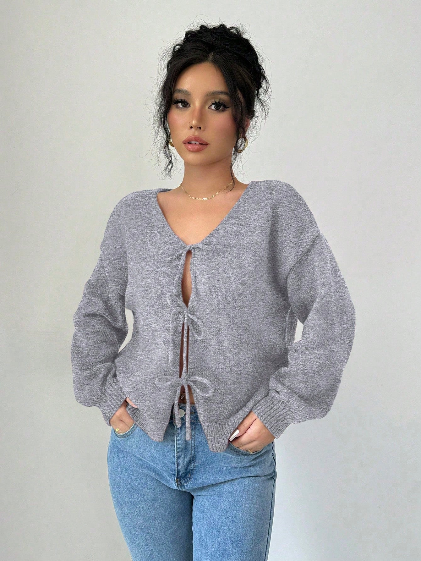 Prive chaqueta de punto con cremallera de unicolor informal, versatil para otono/invierno