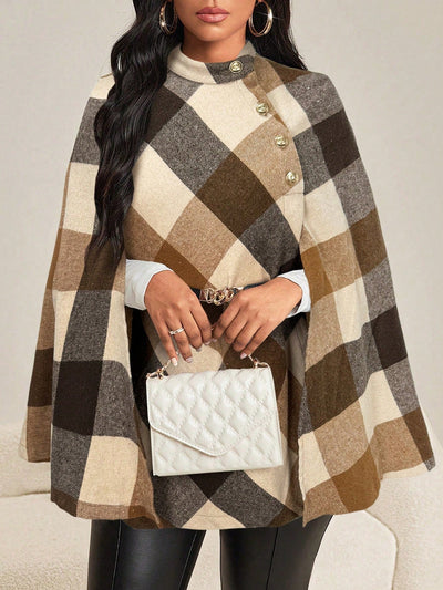 Lady abrigo de mujer de manga larga con cuello alto, botones dorados, estilo elegante para ocasiones casuales, de fiesta, boda, de oficina, en otono e invierno, en colores negro, blanco y gris, talla grande, nuevo.