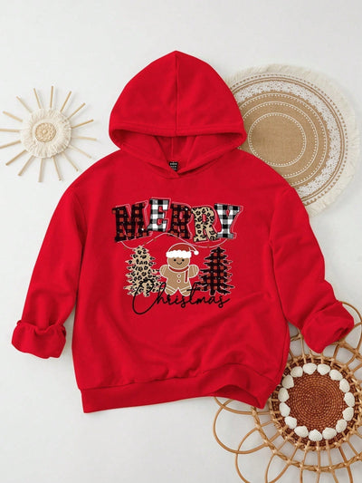 Ezwear jersey holgado de manga larga con estampado de arbol de navidad y texto "feliz navidad" en estilo minimalista y vintage con estampado de leopardo, para mujer