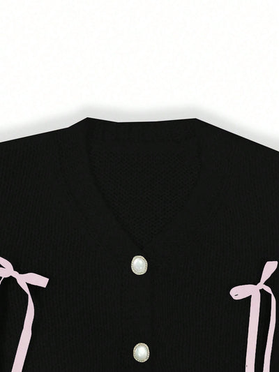 Essnce cardigan informal de mujer con un solo botonadura y lazo de cinta para otono/invierno