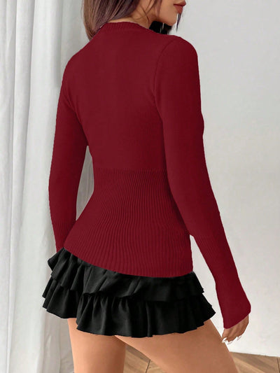 Moosta mujer chaqueta de punto de unicolor con cuello redondo, manga larga, de abotonadura sencilla, versatil y de moda, para otono/invierno
