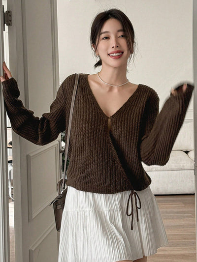 Dazy cardigan de mujer con nudo delantero de unicolor para otono