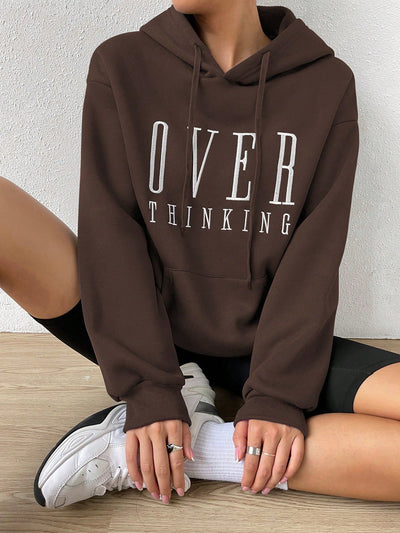Moosta sudadera con capucha y cordon mujer, estampado "overrensando", otono