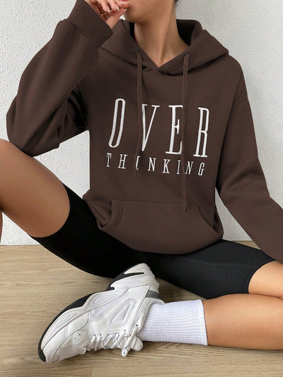 Moosta sudadera con capucha y cordon mujer, estampado "overrensando", otono