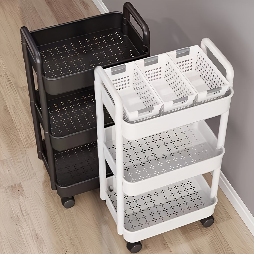 Carrito de Almacenamiento Rodante Multinivel FUXUEFENG - Organizador de Plástico Blanco Versátil para Cocina, Baño y Dormitorio, Regalos de Navidad, FUXUEFENG