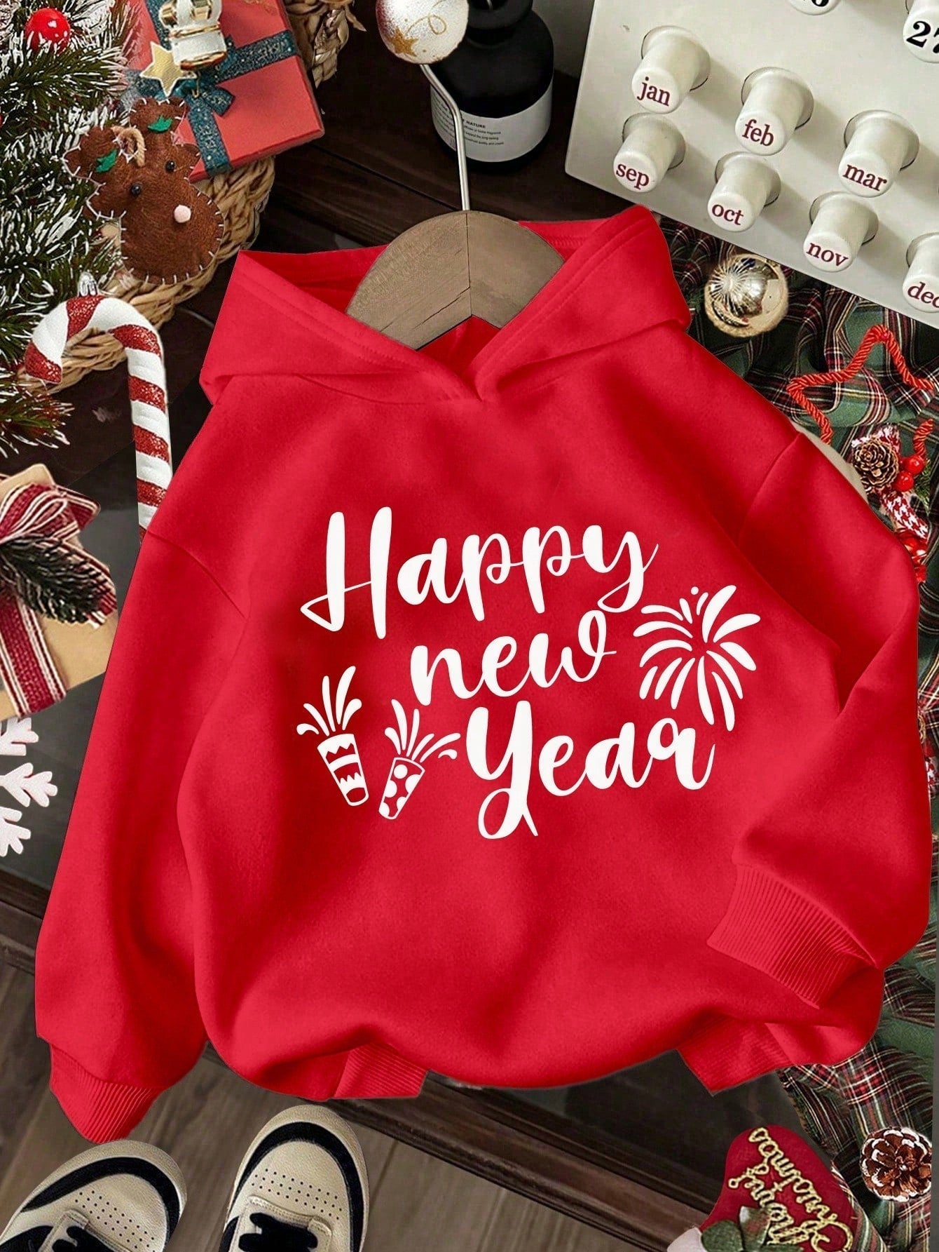 Ezwear jersey holgado de manga larga con estampado de arbol de navidad y texto "feliz navidad" en estilo minimalista y vintage con estampado de leopardo, para mujer
