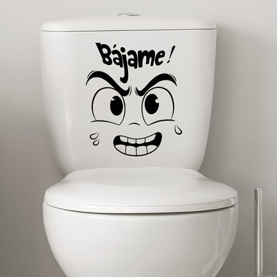 1 pieza de Calcomanía para Tapa de Inodoro con Expresión Creativa en Español BRUP - "¡Súbeme!" Diseño de Cara de Dibujos Animados, Pegatina Fácil y Extraíble de PVC para Baño, Dormitorio, Sala de Estar, Decoración de Porche, Adhesivos para Inodoros
