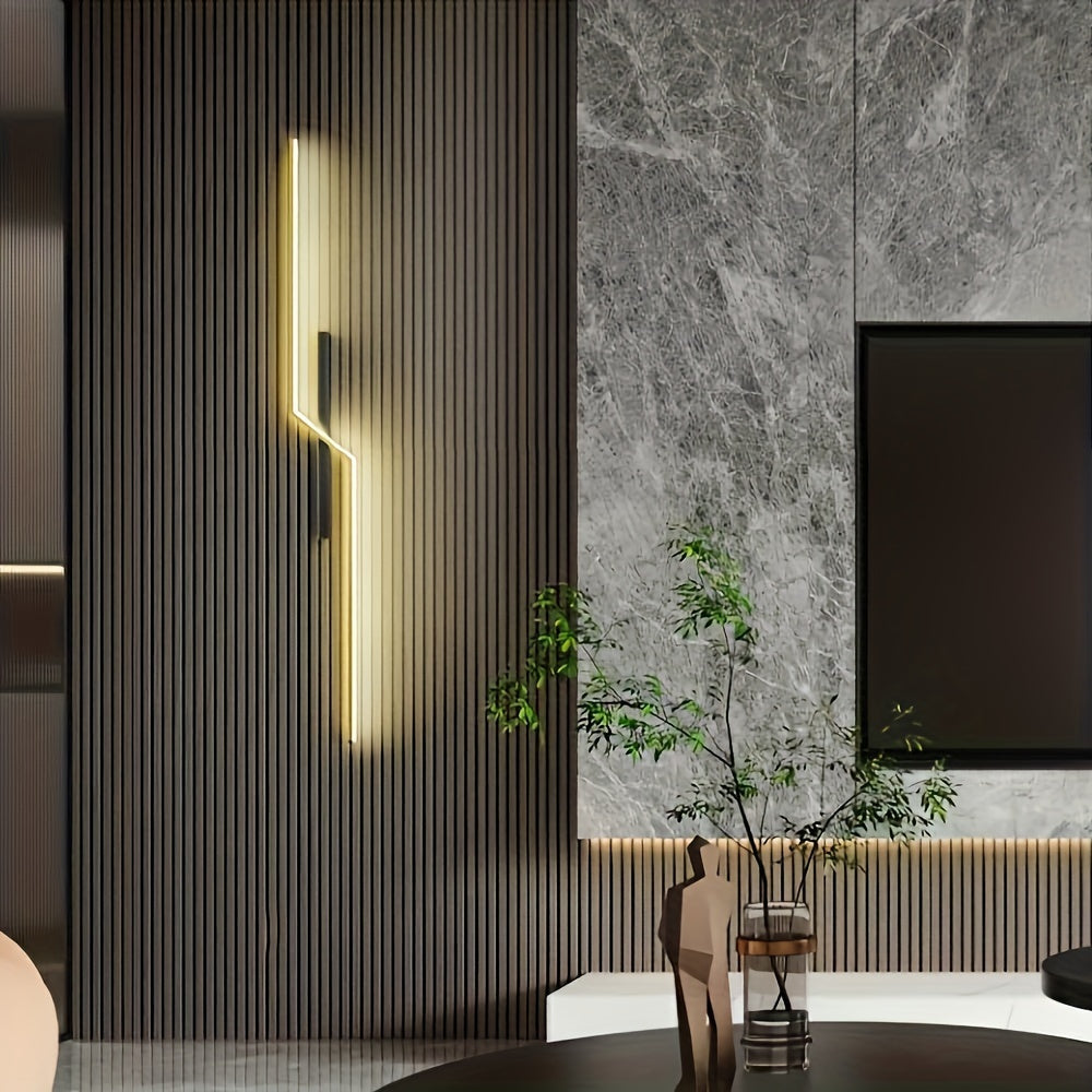 1 pieza de Aplique Línea LED Ultrafino con Pantalla de Acrílico - Luz de Pared Metálica Moderna para Hogar y Espacios Comerciales, Diseño de Brillo Cálido para Sala de Estar, Dormitorio, Hotel, Restaurante o Café, 85V-265V, Iluminación de Habitaciones de