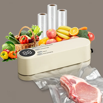 Selladora de Vacío Portátil Recargable USB - Máquina Multifuncional Automática para Sellado de Alimentos con Sistema de Sello, Función de Extracción y Inflación Externa, Adecuada para 10 Escenarios: Hogar, Escuela, Conservación Comercial de Alimentos, Pi