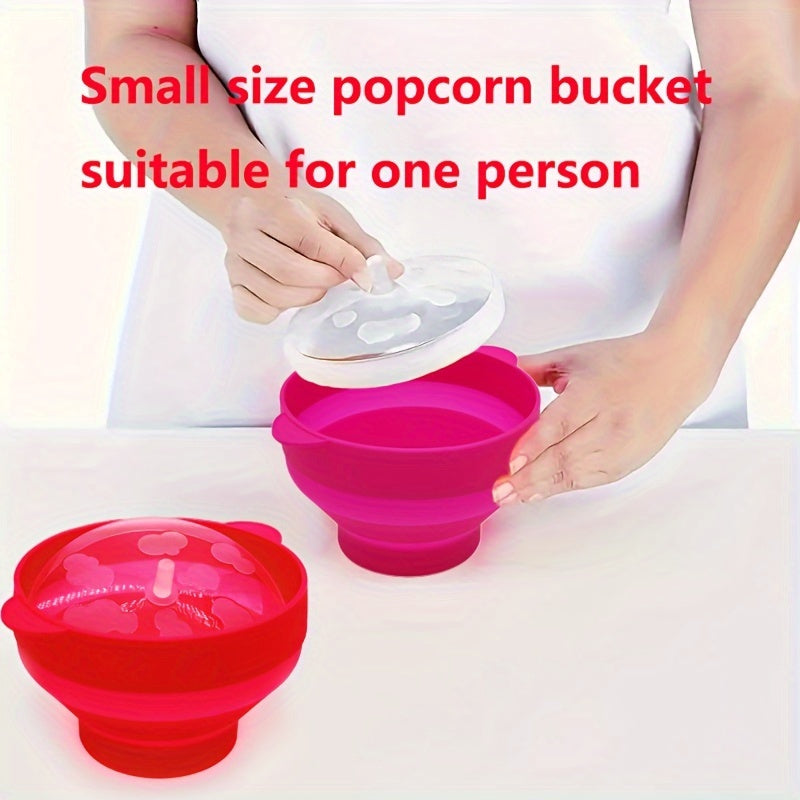 Bowl para hacer palomitas de maíz de silicón para microondas, 1 pieza pequeña plegable con tapa, libre de BPA, apta para lavavajillas, ideal para Navidad, Halloween, Pascua y Hanukkah, porción individual