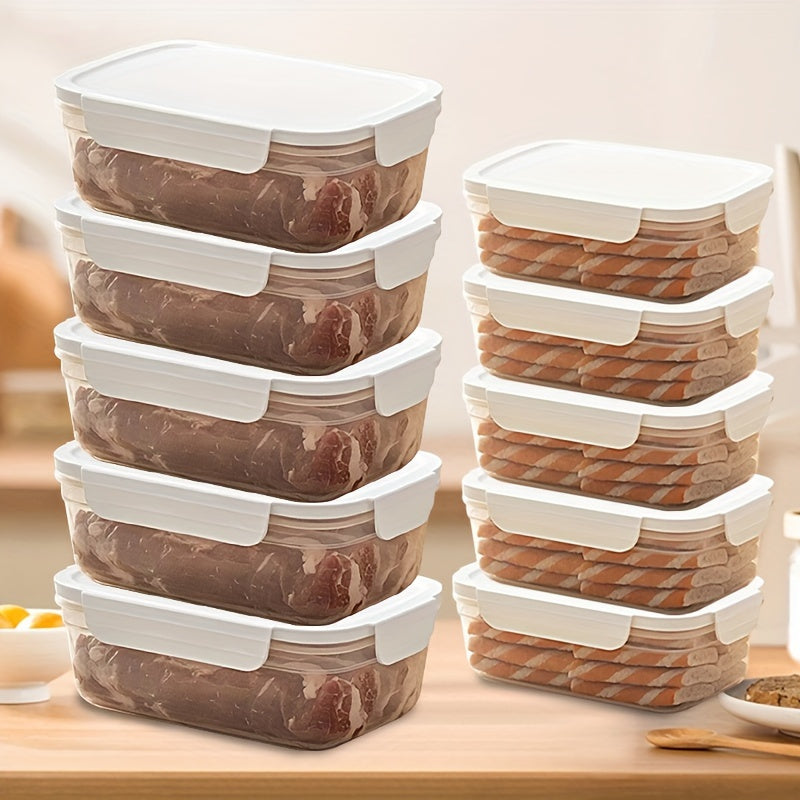 6 Piezas de Recipientes para Refrigerador 850ml/1400ml, ¡Ideales para Cocina y Conservación de Alimentos al Aire Libre! Diseño Apilable y Antiderrames, Seguros para Microondas