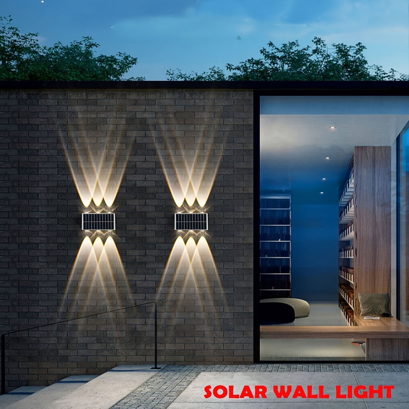 1pc. luz solar de pared exterior, 3000k luz solar para exteriores, luz de porche con 6LEDs, luz de patio, farola exterior, 1800mAh Adecuada para jardín, patio, estacionamiento, iluminación decorativa comercial ip54