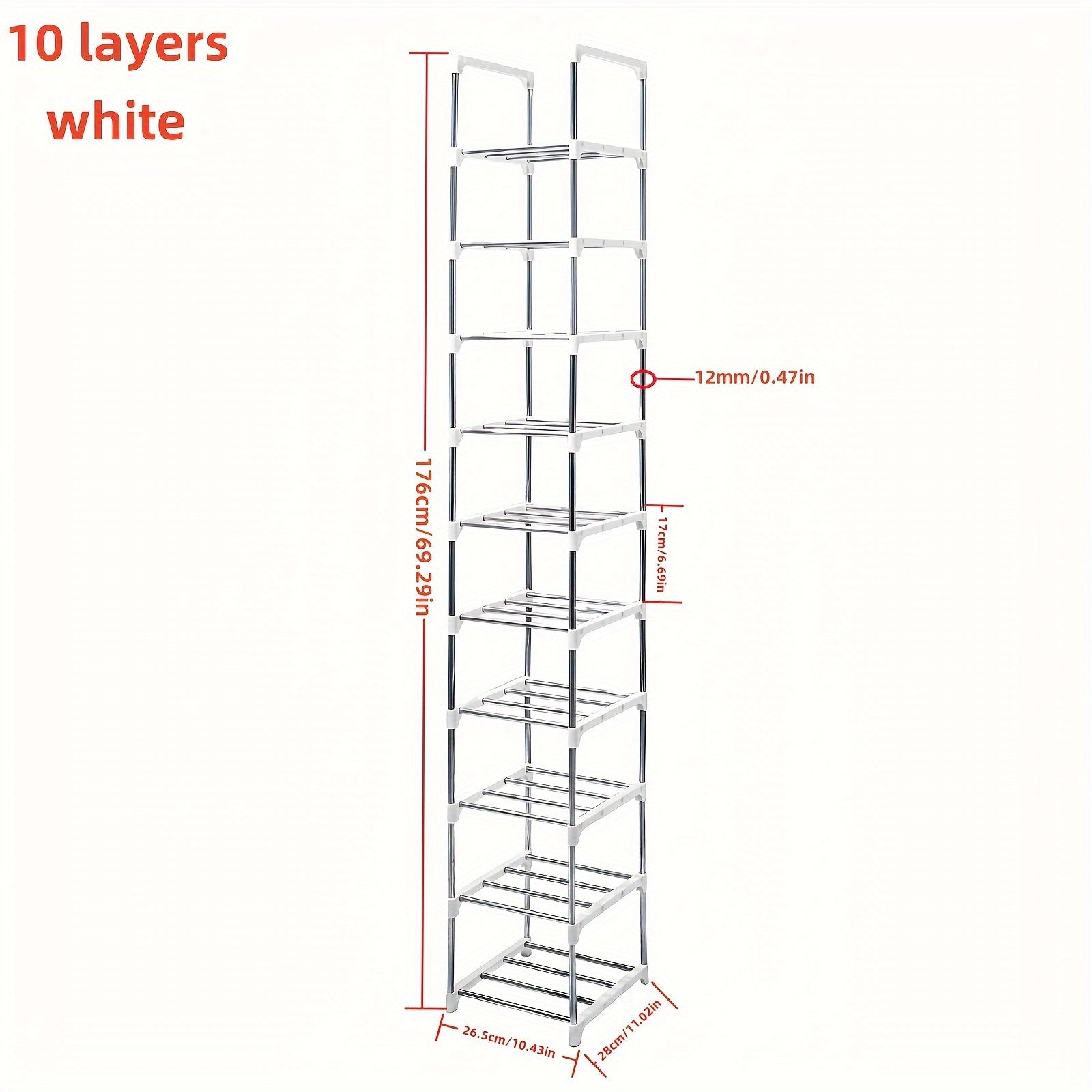 1pc Zapatero de 10 Niveles, Zapatero para Entrada, Almacenamiento Sencillo de Zapatos en Casa, Estante Multifuncional Ahorra Espacio, Adecuado para Puerta, Dormitorio, Baño, Oficina, Pasillo, Apartamento, Residencia Estudiantil, Garaje, etc. Regalos de H