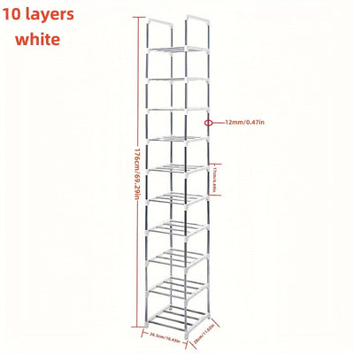 1pc Zapatero de 10 Niveles, Zapatero para Entrada, Almacenamiento Sencillo de Zapatos en Casa, Estante Multifuncional Ahorra Espacio, Adecuado para Puerta, Dormitorio, Baño, Oficina, Pasillo, Apartamento, Residencia Estudiantil, Garaje, etc. Regalos de H