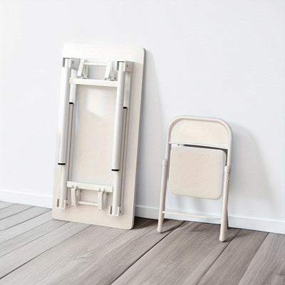 Mesita Plegable Blanca - Diseño Compacto para Hogar, Oficina y Espacios Pequeños con Estructura Integrada, Incluye Sillas, Sin Necesidad de Energía, Adecuada para Todas las Estaciones