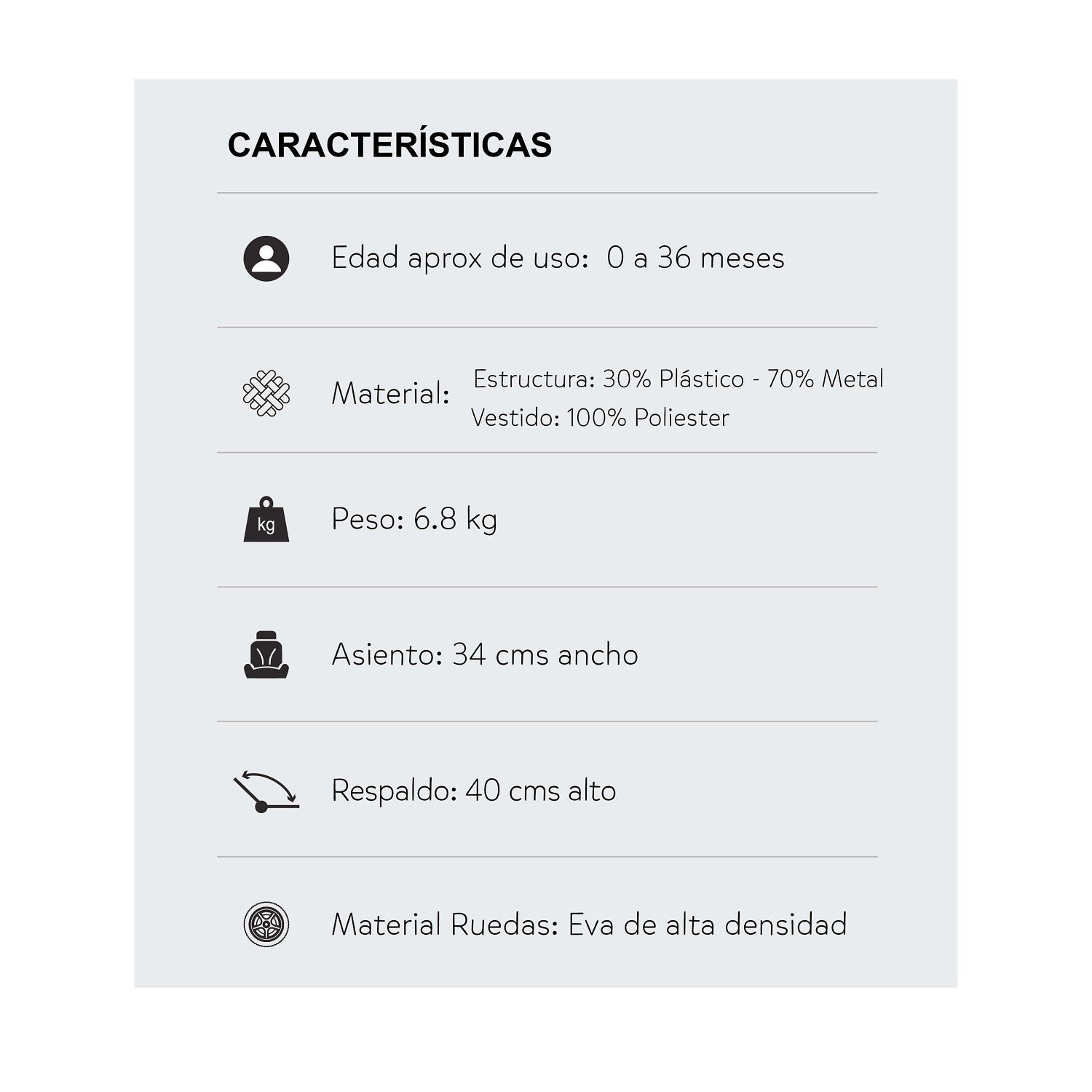 COCHE ESTANDAR  KLAUS HAPPY BABY - NEGRO