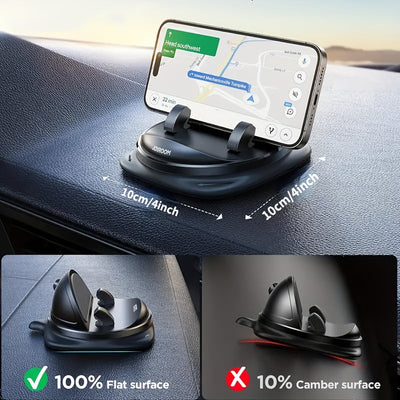 Soporte para Teléfono de Coche Montable en el Salpicadero - Soportes Giratorios, Silicona Antideslizante, ABS, Impermeable, Resistente al Calor, con Agarre Cargado por Resorte para Smartphones
