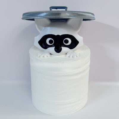 Soporte para papel higiénico con diseño de mapache en 3D - Decoración divertida para baño con tapa, regalo ideal para amantes del humor, plástico blanco, diseño independiente, decoración de baño con mapache