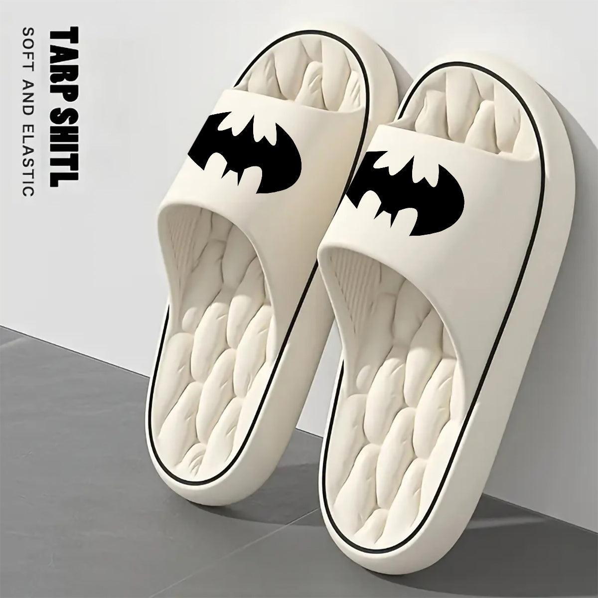 1 par de sandalias tipo pantuflas de Batman de Warner Bros DC - Suela de EVA transpirable, absorbente de impactos, ligera, para todas las temporadas, uso en interiores/exteriores, calzado casual unisex para el hogar y la playa, con diseño de caricatura,