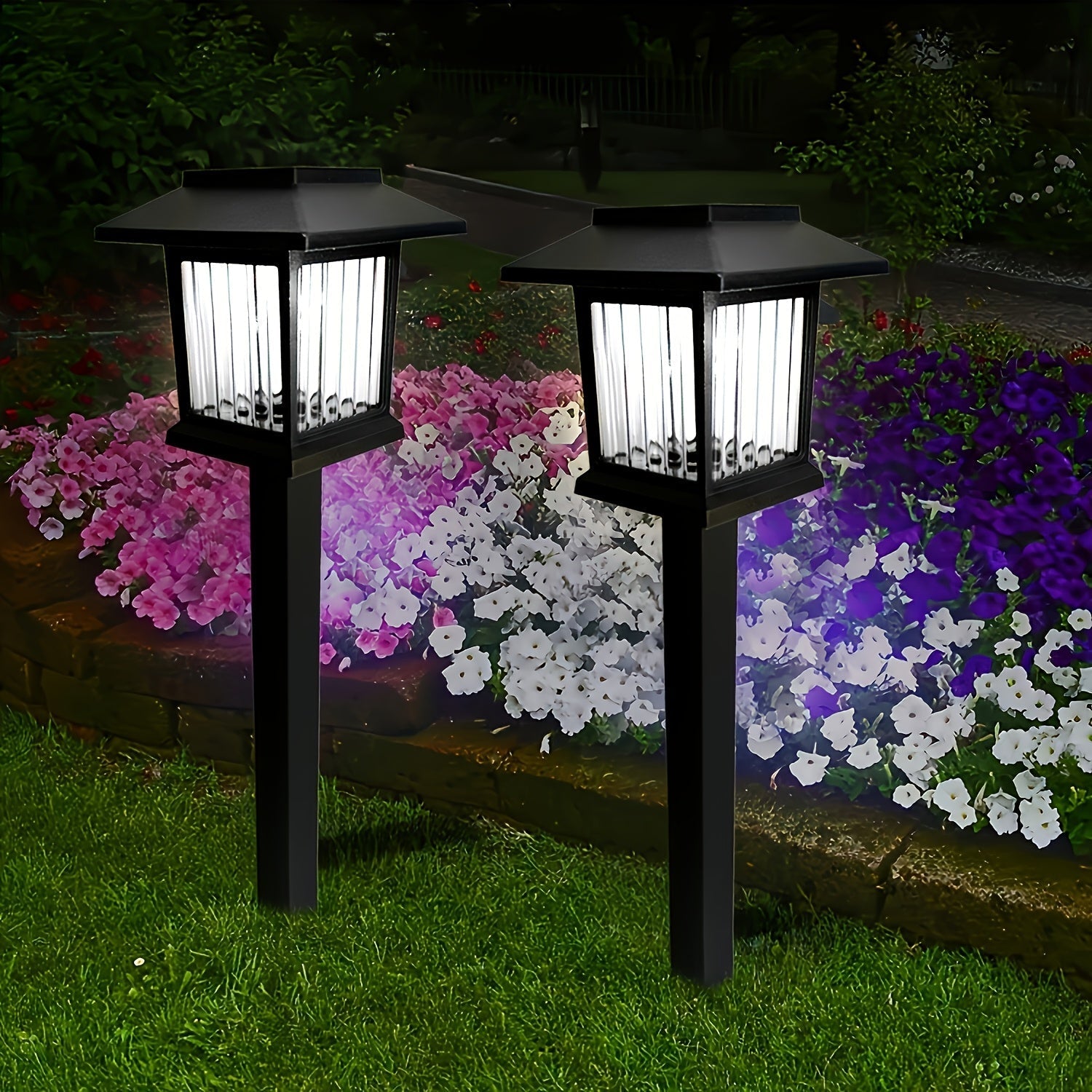 6 luces solares de jardín con clavijas - Iluminación LED exterior para caminos, luz cálida/blanca, encendido/apagado automático, fácil instalación, ideal para jardín, cabaña, parque o calle - Regalo perfecto para Navidad y Halloween, iluminación solar ex
