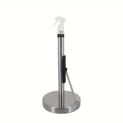 Soporte 2 en 1 para toallas de papel con botella rociadora, base para spray y rollo de papel, soporte para toallas de papel con limpiador, soporte para papel de cocina con botella rociadora