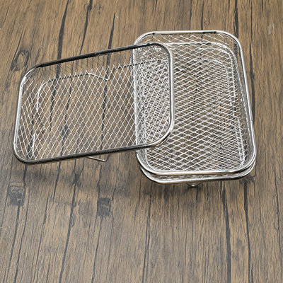 Soporte de freidora de aire de acero inoxidable 304 de 2 niveles - Cesta de cocina apilable para tocino, anillos de cebolla y más, ideal para uso en casa y al aire libre, esenciales para la cocina al aire libre | Soporte de cocina apilable | Construcción