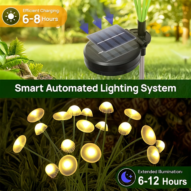 Linterna solar de seis cabezas en forma de medusa con sensor automático, decoración creativa para césped y pasillos, ideal para bodas, Navidad, Halloween y otras festividades