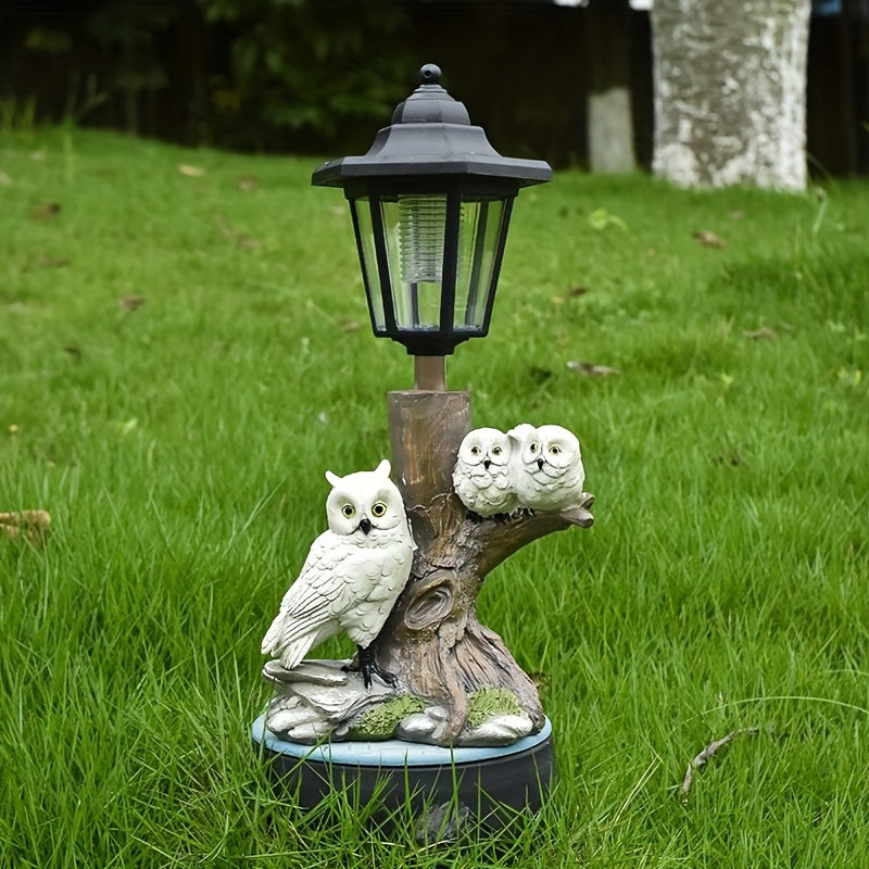 1 pieza de Estatua de Búho con Energía Solar - Lámpara Decorativa para Jardín de Resina con Detalles de Plumas Realistas, Iluminación Ambiente Exterior para Patio, Balcón o Jardín, Regalo Perfecto para Amigos y Día de la Madre, Decoración Hogareña de Búh