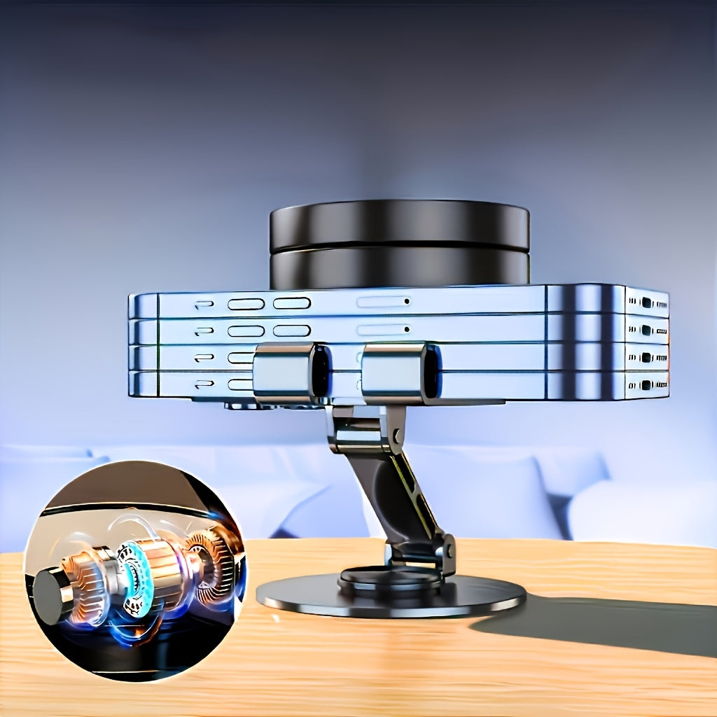 Soporte Giratorio de 360 Grados para Teléfono y Tableta de Metal, Compatibilidad, Base Antideslizante, Metal, Compatibilidad Universal