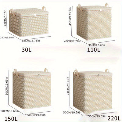 Caja de almacenamiento de gran capacidad extra grande - Organizador multifuncional de ropa de cama, ropa y lencería - Diseño portátil ligero con cierre de cremallera | Cubre edredones y sábanas | Estructura de tejido, ideal para uso en dormitorio y dormi