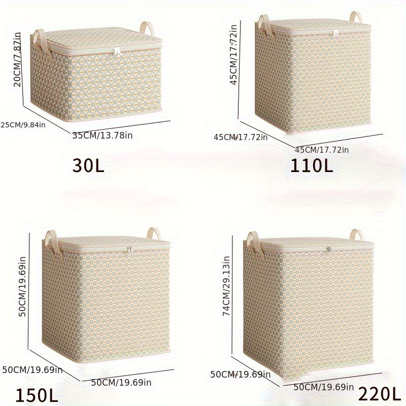 Caja de almacenamiento de gran capacidad extra grande - Organizador multifuncional de ropa de cama, ropa y lencería - Diseño portátil ligero con cierre de cremallera | Cubre edredones y sábanas | Estructura de tejido, ideal para uso en dormitorio y dormi
