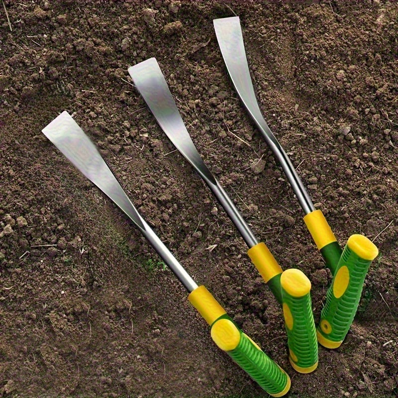 ¡Fácil para Principiantes y Expertos! Juego de 2 Pala 3 en 1 con Mango Bicolor de Acero Inoxidable Reforzado – Ideal para Plantar, Cosechar y Jardinería (8)