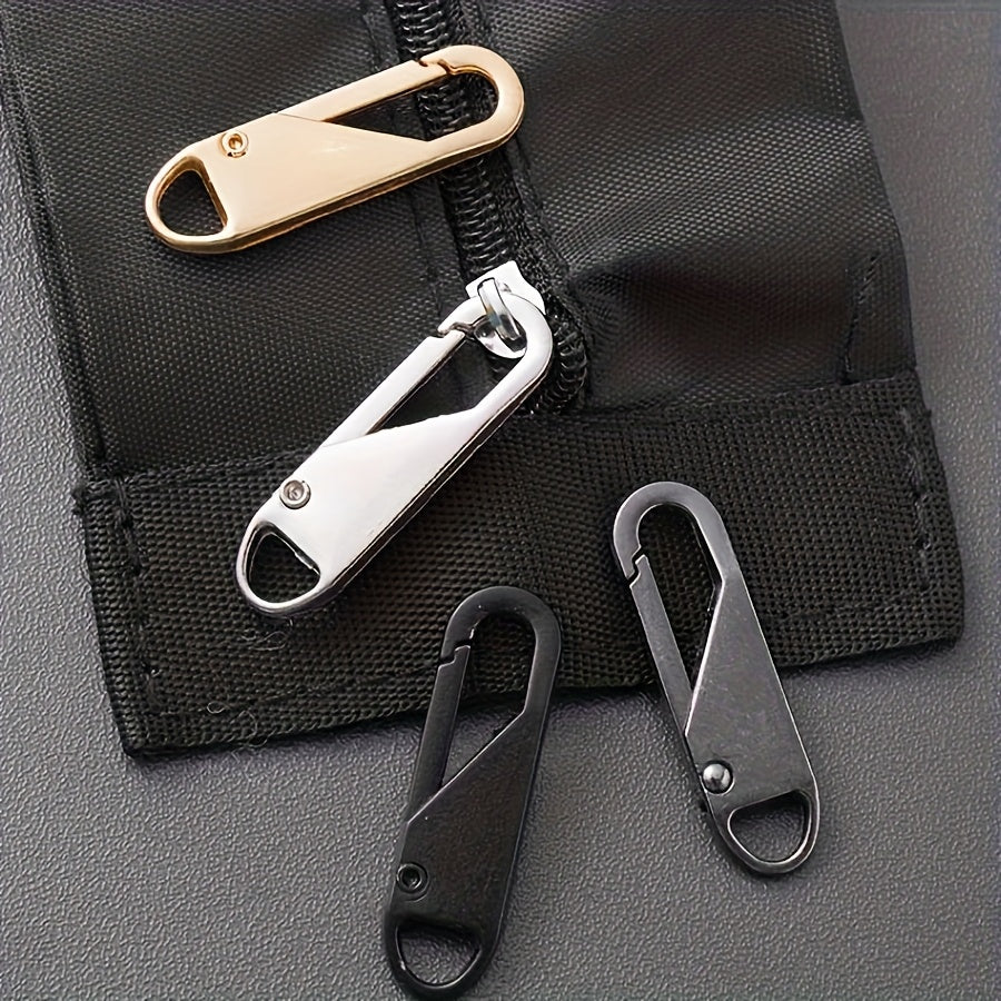 4 piezas de cabezales de cremallera de repuesto - Correas de bolsa negras para bolsos de viaje, ropa y manualidades, chaquetas, mochilas y bolsos, etc., deslizador de metal multicolor duradero, fácil de instalar, cabeza extraíble - Negro