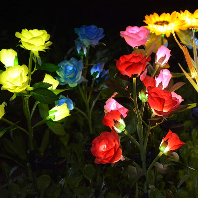 Luces Solares Nuevas 2025 para Decoración Exterior, Luces de Flores Rosas Solares para Jardín, Luces Exteriores Solares Adecuadas para Patio, Patio Interior y Cementerio, Regalo