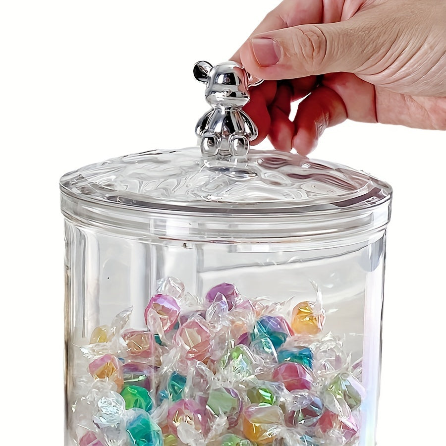 Tarro de Almacenamiento Hermético Transparente y Elegante para Café, Snacks, Dulces - Contenedor Redondo de Plástico Reutilizable con Tapa Abatible para Frutas Secas, Frutos Secos y Más - Perfecto para la Organización de la Cocina