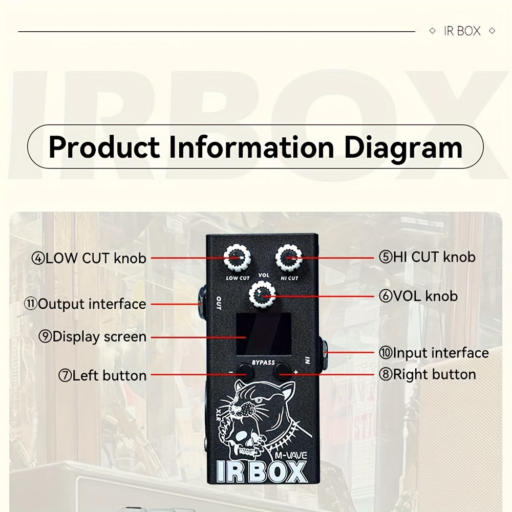 M-VAVE IR-BOX Guitarra Bajo Multi-Efectos 32 Opciones de Preset Disponibles Configuración de Aplicación de Teléfono, EQ de 9 Segmentos, como Efector de EQ Individual, Efecto de Guitarra