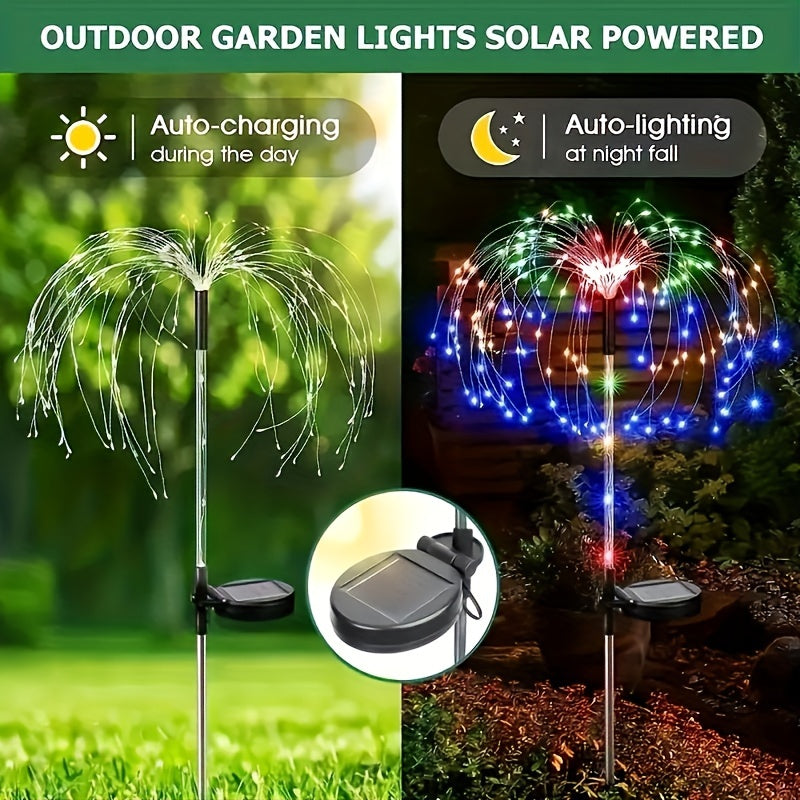 1PC Linterna Solar LED de Fuegos Artificiales - con varilla de luz, luces decorativas para patio y jardín al aire libre, faroles decorativos multicolores para paisajes, céspedes, aceras y festivales