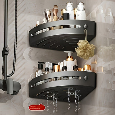 2 piezas de estantes de ducha de esquina, soporte de almacenamiento de baño, estante de ducha interior, soporte de champú de pared de ducha, caja organizadora de baño con ganchos, cesta de ducha, accesorios de baño, ganchos de utilidad