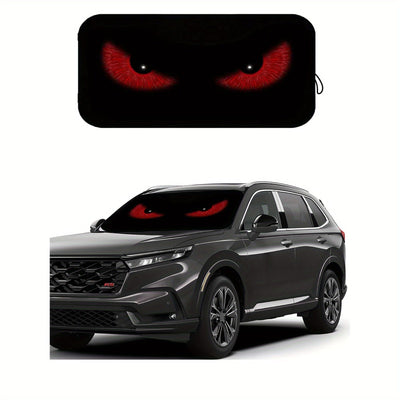 1 pieza de cortina de sol para coche UV rojo - Diseño de ojos de gato negro, protector de parabrisas plegable para conducir en la playa y en la costa, mantiene el vehículo fresco, se ajusta a los coches, SUV y camiones - Accesorio de interior de automóvi