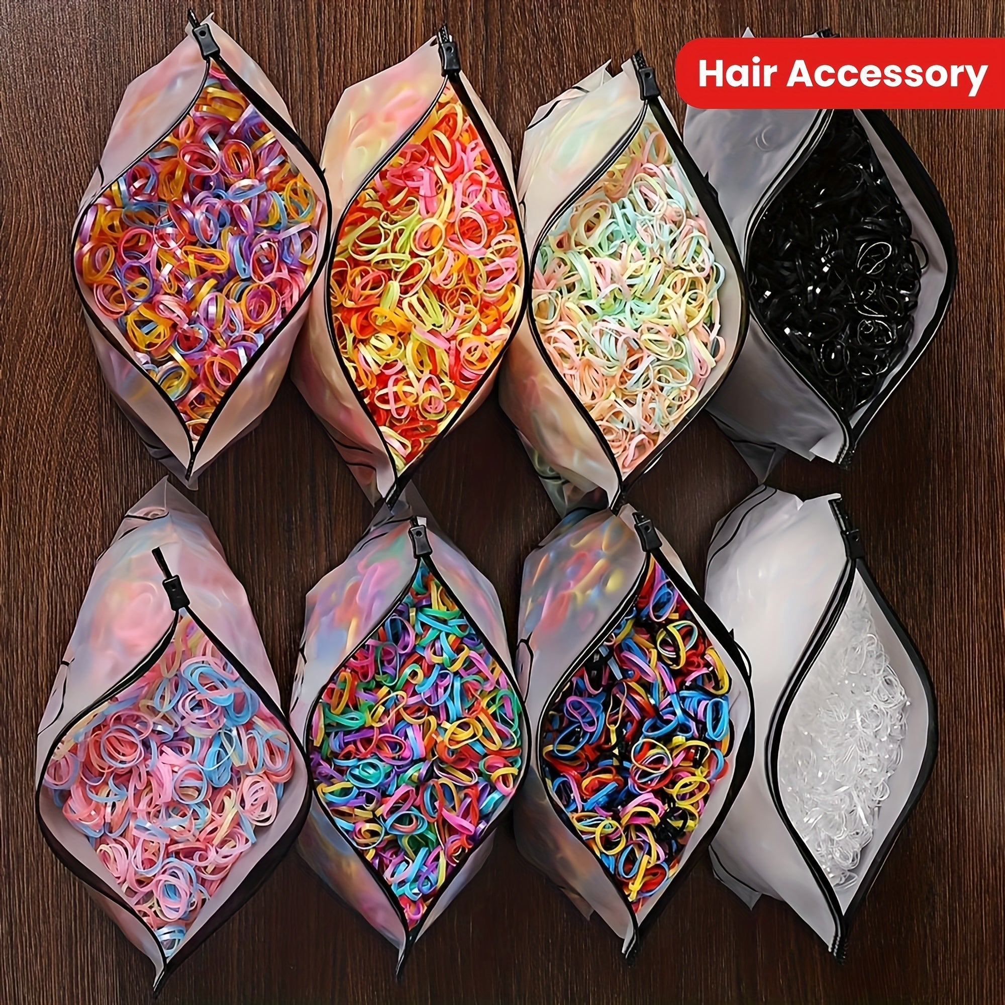 1000 ligas para el cabello desechables - Ligas elásticas antideslizantes para mujeres, colores pastel, neón, metálicos y negro - Para salón, fiestas y peinados diarios - Paquete de accesorios para el cabello, accesorios para peinar, accesorios para fiest
