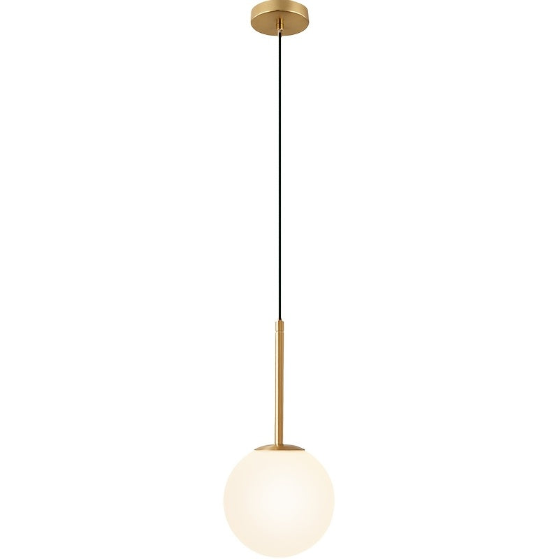 Lámpara colgante moderna minimalista, diseño elegante en metal con pantalla blanca esférica, ideal para decoración de comedor, bar o pasillo, iluminación de barras, lámparas colgantes para techo con acabado metálico
