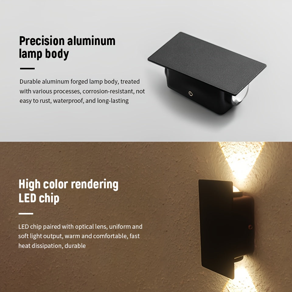 Luz LED para pared, cuerpo de lámpara de aluminio, 2W, voltaje AC85-265V, para interiores, dormitorio o iluminación exterior