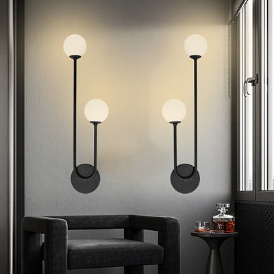 2 luces de pared de doble cabeza en forma de U con sombreros de plástico, cuerpo de hierro - Opciones negras y doradas, montaje semienterrado para dormitorio, sala de estar, cocina, estudio - Base de bombilla G9, cableado no incluido, iluminación de dorm