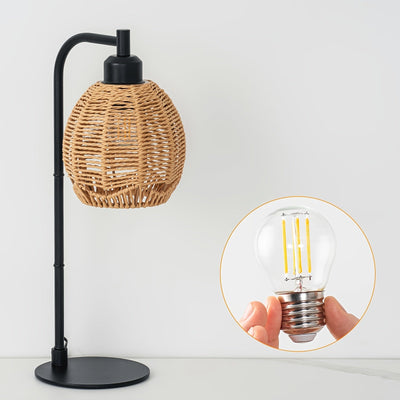 1 lámpara de escritorio LED moderna tejida a mano, luz de mesa con cuello flexible alimentada por USB, base de metal lacado, brillo ajustable, control de botón, decoración para sala, dormitorio u oficina - Incluye foco